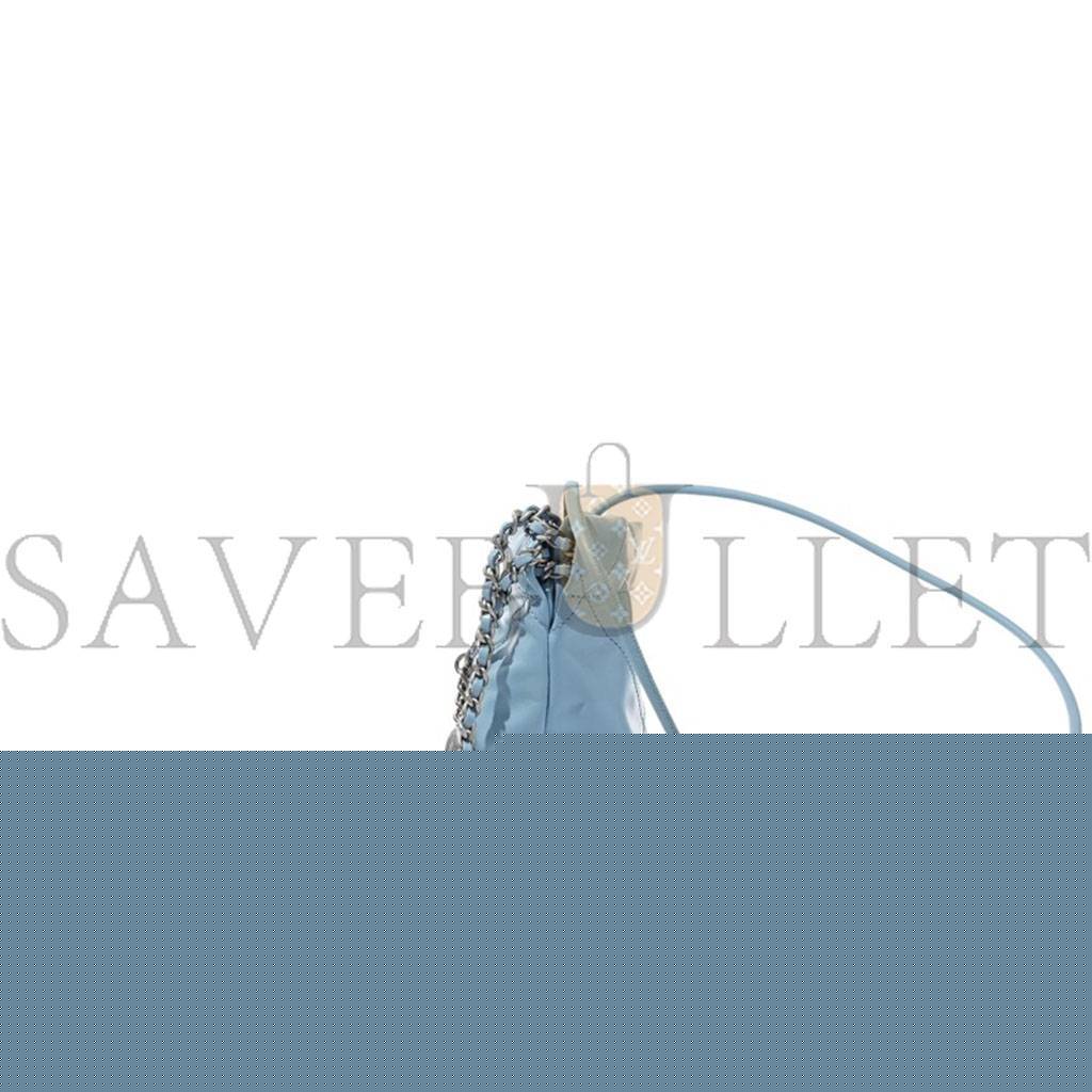 Ch*el light blue quilted calfskin mini 22 bag silver hardware as3980 (20*19*6cm)